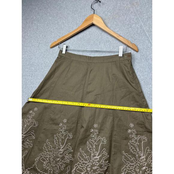 VTG SYLV!A Womens Midi Flare Skirt M Cotton Embroidered Boho Flowy Cottage core - Picture 9 of 11